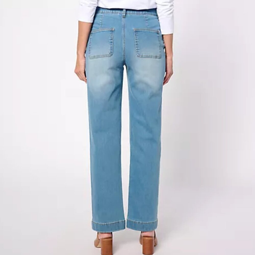 NWOT Denim & Co. Size 10 Regular Cozy Touch Slim Straight Jean Dark Wash $79 - Picture 4 of 9